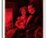 Romance The Firelight Hour By Fireplace Red Tinted DB Postcard V1 - $4.90