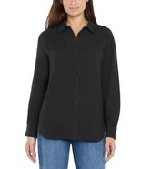 Gap Womens Shirt Black Long Sleeves Gauze Button-Front Chest Pockets Cotton - $52.96 CAD
