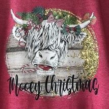 Women&#39;s L Mooey Christmas Heifer Hair Bows eating Candy Cane Cow Lovers ... - $19.58