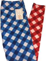 NEW LuLaRoe (12-18) TC Red White Royal Blue Plaid American Patriotic Leg... - $17.81