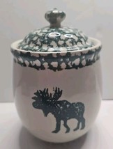 Tienshan Folk Craft Moose Country 7&quot; Canister Crock With Lid Cabin Decor - $14.39