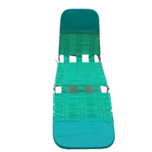 Jelly Vinyl Tube Folding Chaise Lounge Lawn Chair Cot Aluminum Frame Green Blue - £45.96 GBP