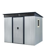 8x6 Outdoor Metal Storage Shed with Window | White &amp; Black Garden Storage - $7,571.43 MXN
