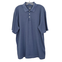 Pronto Uomo Sport Men&#39;s Short Sleeve Polo Shirt Size XL Blue Pinstripe Blend - £6.81 GBP