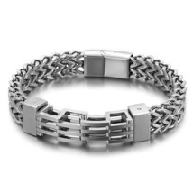 Gold Plated Stainless Steel Bracelet Men 11MM Link Chain Men's On Hand Bands Bra - £18.27 GBP