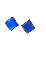 Blue Light Reflecting Screw Back Earrings Lucite Silver Tone Retro Classic - £11.81 GBP