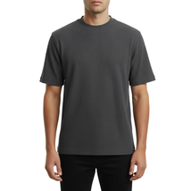 Mens Dressy T-Shirt Log-In Uomo Crew Neck Corded Short Sleeves 218 Charcoal image 7