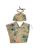 Rachel Zoe Halter &amp; Pant Set Womens M Satin Tropical Palm Trees Vacation... - $76.44 CAD
