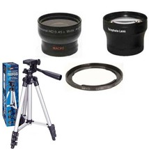 Wide + Tele Lens + Tripod + Ring for Canon Powershot SX410, SX420, SX500, SX510, - £57.54 GBP