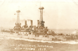 WWI Uss Connecticut US Navy Battleship BB-18 1919 Rppc Real Photo Postcard - £22.76 GBP