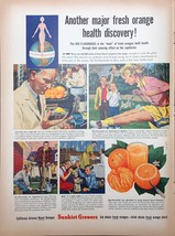 Vintage 1956 Sunkist Orange Growers Major Health Discovery Print Ad  - $5.22