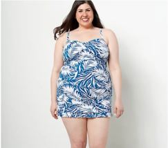Kim Gravel x Swimsuits For All Skirted 1-Piece Suit (Key West Palm, 8) A481912 - £27.75 GBP
