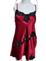 VICTORIAS SECRET Y2K Chemise SLIP DRESS LARGE LACES TRIM Rouching  BLACK... - $29.99