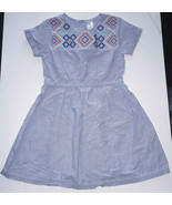 Carter&#39;s Girls Dress 5 Blue White Striped Embroidered Short Sleeve Cotto... - $13.99