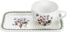 Portmeirion Botanic Garden Porcelain Soup Cup (20 oz) &amp; Sandwich Set - Sweet Pea - £59.13 GBP
