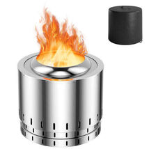 Smokeless Stainless Steel Fire Pit with Ash Pan for Yard Camping-Silver - $187.25