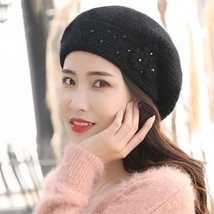 Beret Women Hat Angora Winter Warm Flower Soft Double Layers Thermal Snow Outdoo - £152.81 GBP