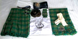 Men&#39;s Irish Stag Head Scottish Tartan kilt 11 Pieces Wedding Outfit Set ... - £78.97 GBP