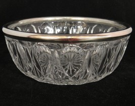 Lead Crystal Salad Serving Bowl with Silver Plated Rim 9&quot; Teardop Thumbp... - £11.07 GBP