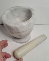 Mortar & Pestle White & Gray Marble Set image 2