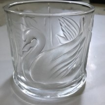 Gloria Vanderbilt Signed Vintage Embossed Etched￼ Glass Jar Swans Telefl... - £14.19 GBP