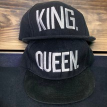 King &amp; Queen Embroidered Snapback Caps Unisex Black Adjustable Hip Hop Hats - £21.01 GBP