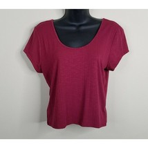 Prince &amp; Fox Womens Cropped Shirt Size XL Ribbed Burgundy Red Short Sleeve - £7.78 GBP