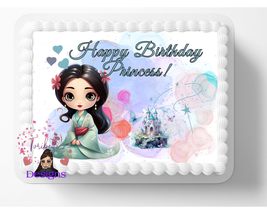 Personalized Happy Birthday China Princess Edible Image Princess Design ... - £13.13 GBP
