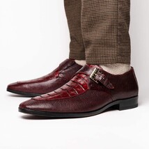 Toluca genuine crocodile and lizard dress monk strap Wine image 6