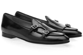 NEW Handmade Men&#39;s Black Double Monk shoes, Men&#39;s Pumps Style Luxury Leather sho - £112.96 GBP