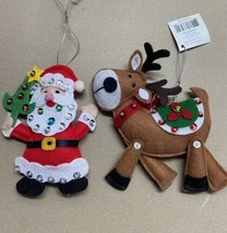 Midwest-CBK Felt Craft Sequined Santa and Reindeer Christmas Ornament Lo... - $16.77