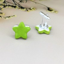 Green star cufflinks for men, Best Gifts For Him, ceramc 9th anniversary gift - £27.97 GBP