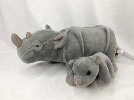 Adventure Planet Gray Rhino Baby Plush 14 Inch Long Stuffed Animal Toy - £13.08 GBP