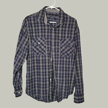 Izod Button Down Shirt Mens M Blue Striped Long Sleeve Classic Style  - £10.12 GBP