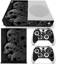 Protective Vinyl Skin Decal Cover For Xbox One S Console Wrap, Black Skull - £29.30 GBP