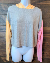 Colsie Womens Tie-Dye Grey Top Cropped Lounge Hooded Sweatshirt Size L Large - £11.13 GBP