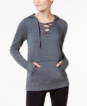 Ideology Lace-Up Hoodie Charcoal Heather, Size Small - $21.78