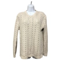 Liz Claiborne Lizsport Chunky Knit Sweater Cream Color Off White Preowned Size M - £11.79 GBP