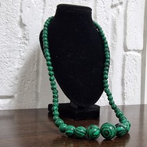 Natural Malachite Beaded Necklace 48cm Green Gemstone Handmade Jewelry Gift - $14.86 CAD