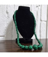 Natural Malachite Beaded Necklace 48cm Green Gemstone Handmade Jewelry Gift - $14.86 CAD