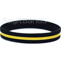 Set of Thin YELLOW Line Bracelets - Security Guard Awareness Wristband Lot - £1.16 GBP+