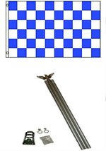 AES Advertising Blue and White Checkered 3&#39;x5&#39; Polyester Flag with 6&#39; Aluminum F - £23.88 GBP