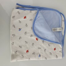 Child of Mine by Carter&#39;s Monkey Airplane Baby Blanket Blue White Red Stripes - £16.98 GBP