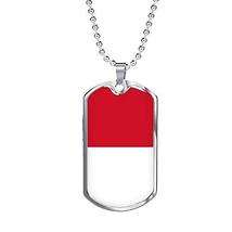 Express Your Love Gifts Monaco Flag Necklace Monaco Flag Engraved 18k Gold Dog T - £55.18 GBP
