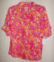Nwt Womens Croft &amp; Barrow Pink Tie Dye Print Roll Up Sleeve Shirt Size S - £18.64 GBP