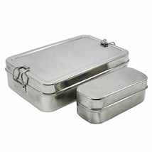 Edelstahl Tiffin Box rechteckiges Trägerset Lebensmittelbehälter - £12.61 GBP