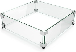 Gaspro 17.5 Inch Glass Wind Guard For Sq. Fire Pit Table,, Easy To Assemble. - £51.91 GBP