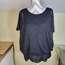 Womans Chicos Black Bat Wing Sleeve Nylon Layered Sheer Top Size 4 XL - $20.16