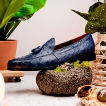 Aubiere Genuine Ostrich Quill Classic Loafers Navy image 12