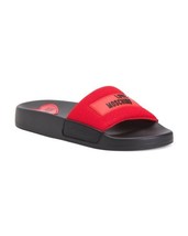Moschino Women&#39;s Love Moschino Black/Red Mesh Detail Slide Sandals Size 38 - £62.50 GBP
